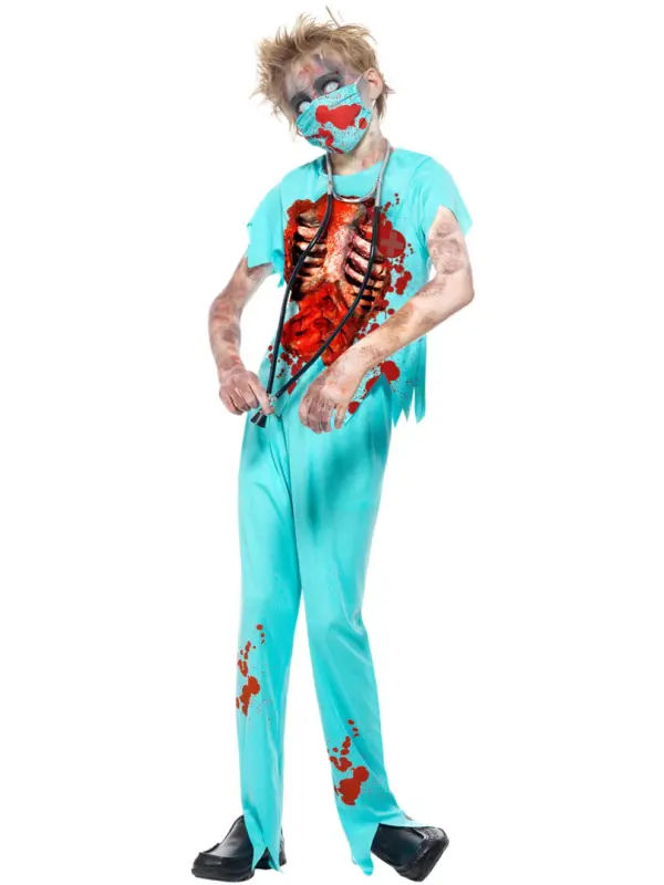 Zombie Surgeon Costume, Blue - Image 5
