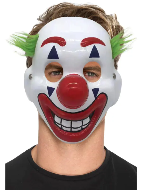 Clown Mask, PVC, with Hair & Elastic Strap
