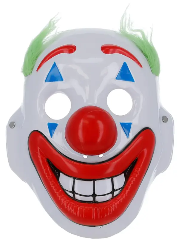 Clown Mask, PVC, with Hair & Elastic Strap - Image 2