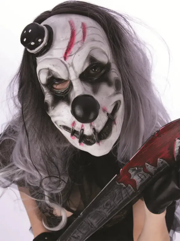 Scary Clown Latex Mask, White