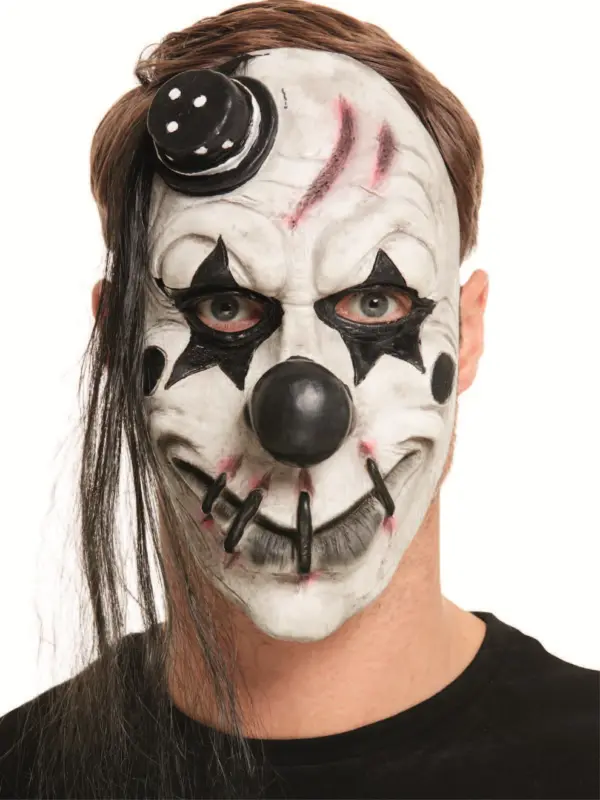 Scary Clown Latex Mask, White - Image 3