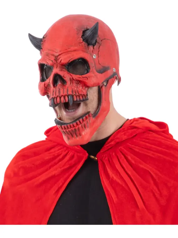 Red Devil Skull Latex Mask, with Moving Mouth - Image 2