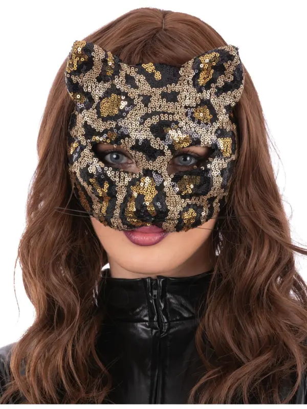 Sequin Leopard Cat Mask