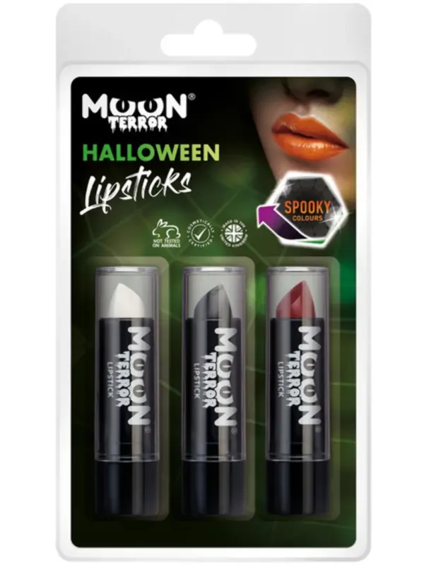 Moon Terror Halloween Lipstick, Red, White & Black