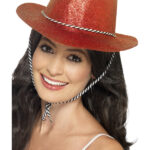 Cowboy Glitter Hat, Red, with Cord