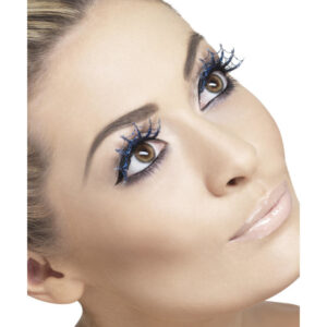 Eyelashes Spiderwebs with Glitter, Blue