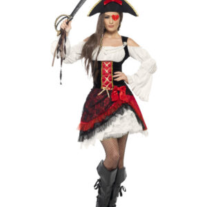 Glamorous Lady Pirate Costume, Red