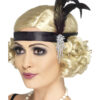 Black Satin Charleston Headband, Black