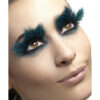 Eyelashes, Large Feather with Aqua Dots, Black