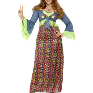 Curves Hippie Lady Costume, Multi-Coloured