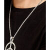 '60s Peace Sign Hippie Medallion, Silver