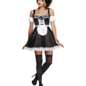 Fever Flirty French Maid Costume, Black