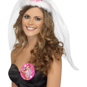 Bride to Be Tiara with Veil, White