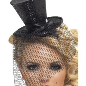 Fever Mini Top Hat on Headband, Black