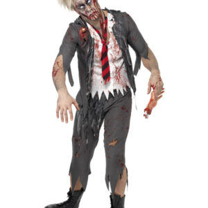 High School Horror Zombie Schoolboy Costume, Grey