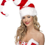 Striped Santa Hat, Red & White
