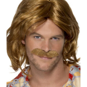 70s Super Trouper Wig & Moustache, Brown