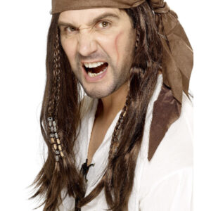 Buccaneer Pirate Wig, Brown