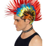 80s Street Punk Wig, Mohawk, Multi-Coloured