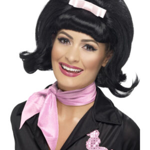 50s Flicked Beehive Bob, Black