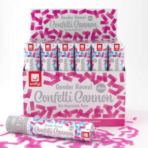 20cm Gender Reveal Confetti Cannon, Pink, DB of 24