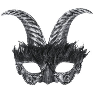 Silver Masquerade Horned Mask