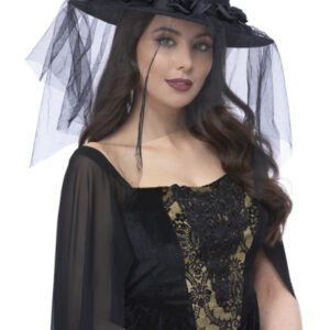 Gothic Black Widow Funeral Hat