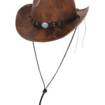 Tan Leather Look Western Cowboy Hat