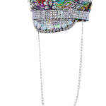 Fever Deluxe Sequin Studded Captains Hat, Rainbow