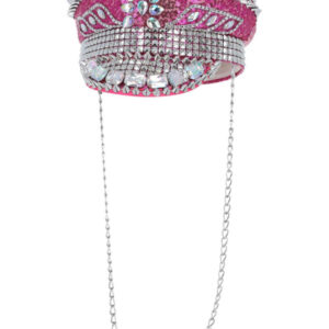 Fever Deluxe Sequin Studded Captains Hat, Hot Pink