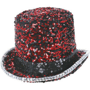 Fever Deluxe Felt & Sequin Top Hat, Red