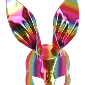 Rainbow Metallic Bunny Mask