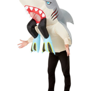 Inflatable Shark & Diver Costume, Grey