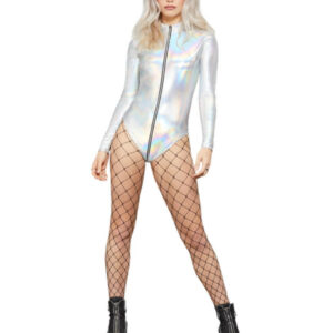 Fever Miss Whiplash Mirror Holographic Bodysuit
