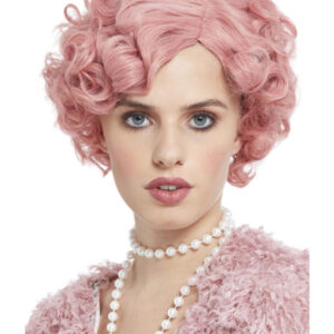 Deluxe 20s Flirty Flapper Wig, Pastel Pink