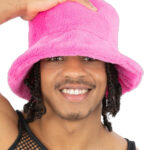 90s Pink Fur Bucket Hat
