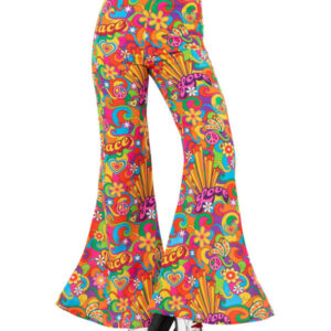 Ladies Rainbow Peace Flared Trousers