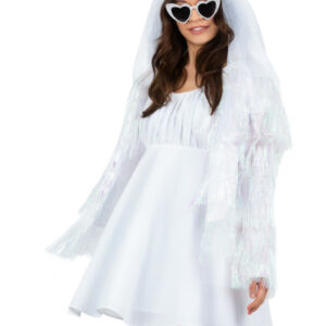 Fever Tinsel Festival Jacket, Iridescent White