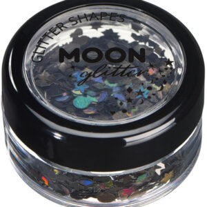 Moon Glitter Holographic Glitter Shapes, Black