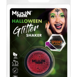 Moon Terror Halloween Glitter Shakers, Red